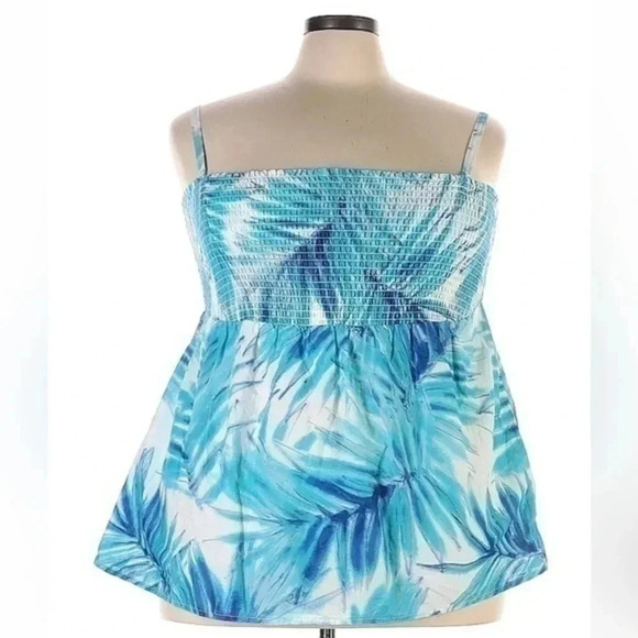Lane Bryant | Tropical Hawaiian Print Tie Dye Elastic Band Top Plus Size 22/24 - Picture 1 of 2